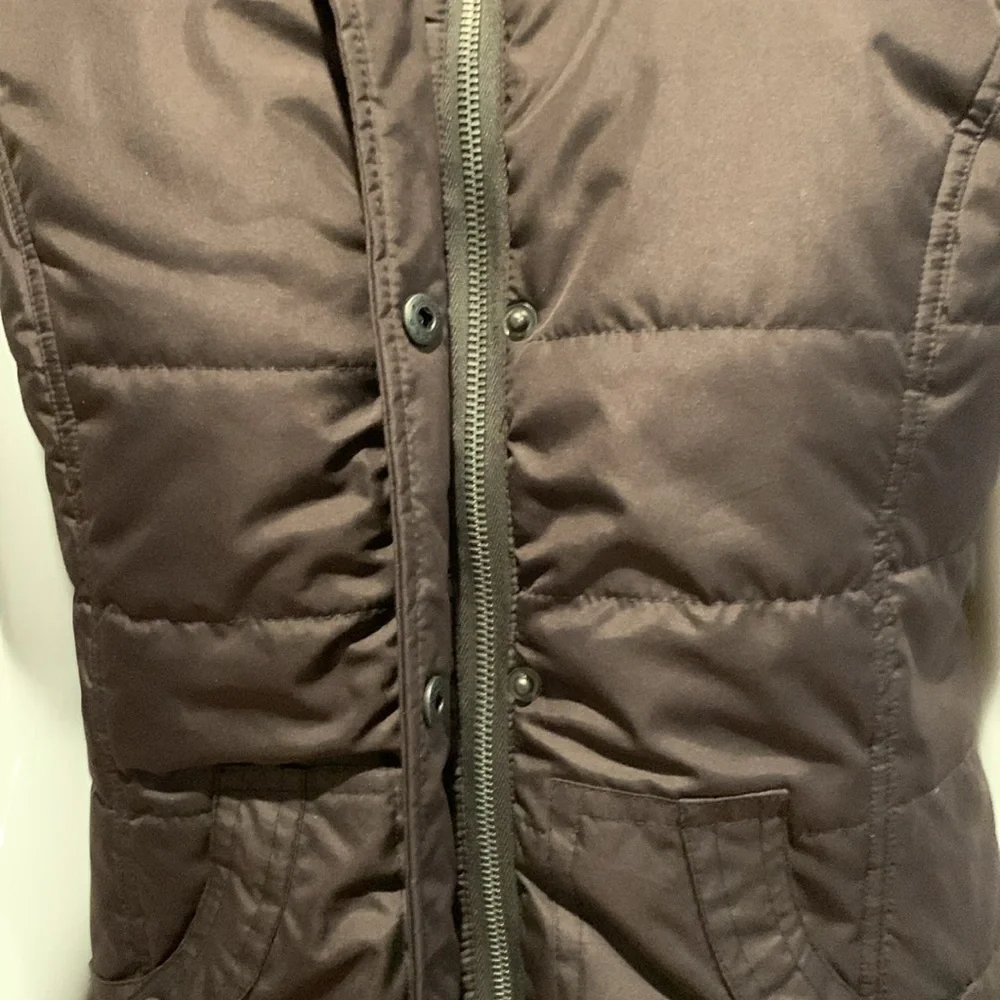 Vanity Brown Puffer Vest with Faux Fur Lining and Hat • Size Small - Picture 4 of 12